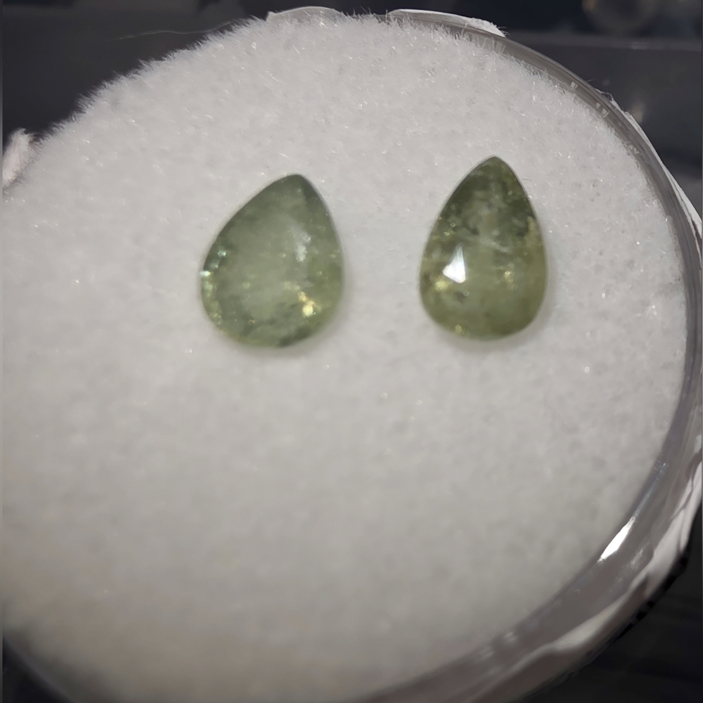 RARE 1.8ctw Demantoid Garnet Pair Faceted Teardrops.